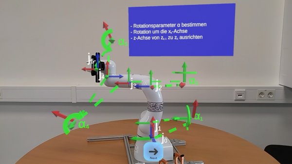 Augmented Reality (AR)-Darstellung der Denavit-Hartenberg-Transformation an einem realen Roboter